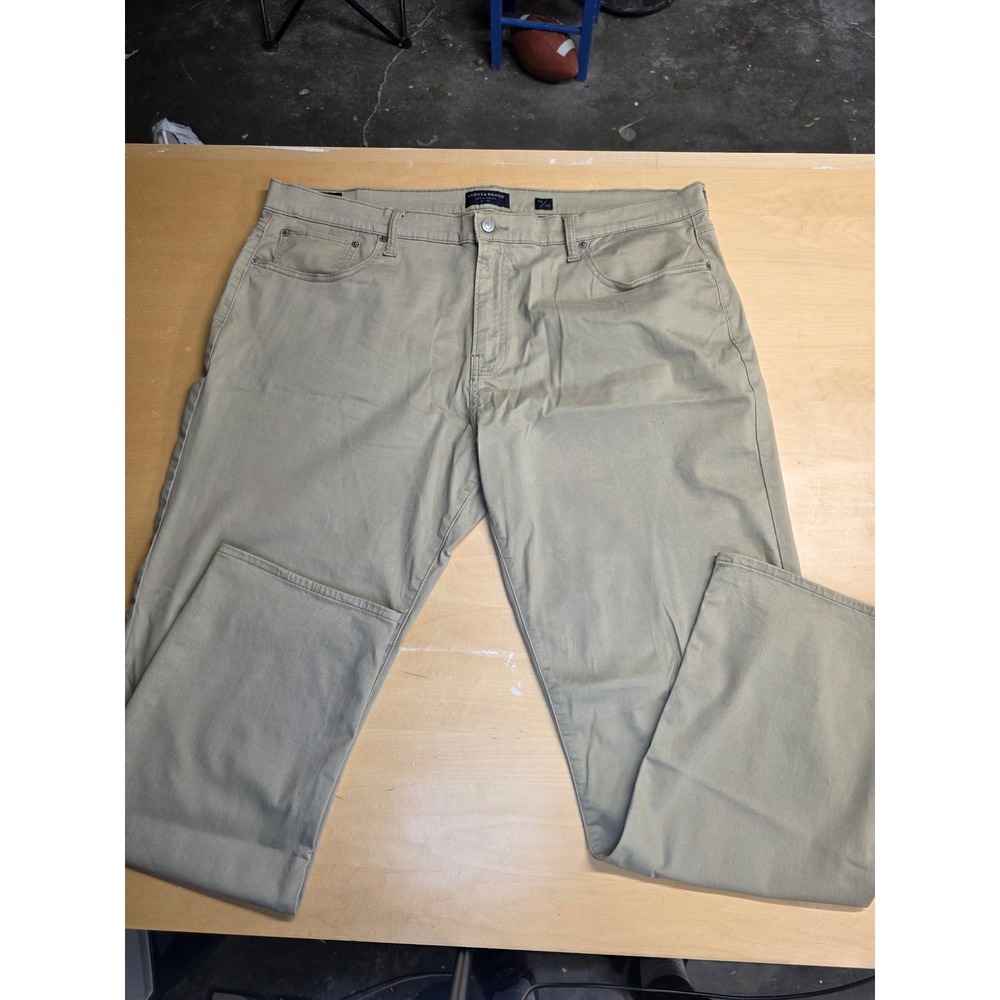 Lucky Brand 223 Straight Leg Pants Mens 42x32 Khaki Tan Chino Trousers Stretch